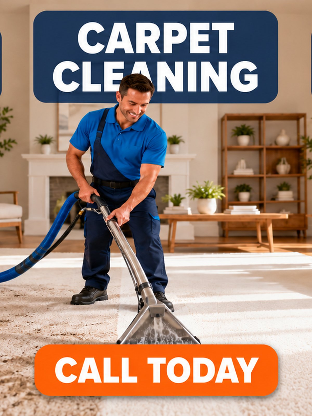 Wide view of carpet cleaning in action by Dickinson Carpet Cleaning in Dickinson, North Dakota